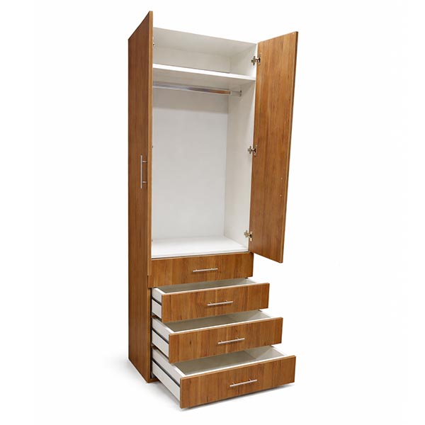 Ropero con dos puertas + perchero + 4 cajones inferiores